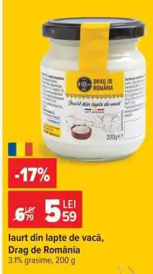 Carrefour Iaurt din lapte de vacă Drag de România Ofertă