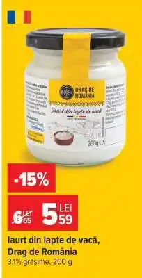 Carrefour Iaurt din lapte de vacă Drag de România Ofertă