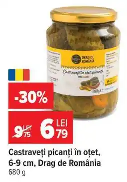 Carrefour Castraveți picanți în oțet, 6-9 cm, Drag de România Ofertă