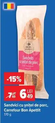 Carrefour Sandvici cu șnițel de porc, Carrefour Bon Apetit Ofertă
