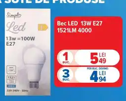 Carrefour Bec LED 13W E27 1521LM 4000 Ofertă