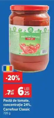 Carrefour Pastă de tomate, concentrație 24%, Carrefour Classic Ofertă