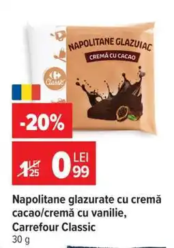 Carrefour Napolitane glazurate cu cremă cacao/cremă cu vanilie, Carrefour Classic Ofertă