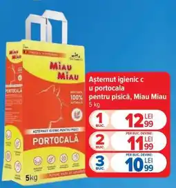 Carrefour Așternut igienic cu portocală pentru pisici, Miau Miau 5 kg Ofertă