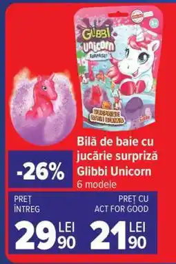 Carrefour Bilă de baie cu jucărie surpriză Glibbi Unicorn Ofertă