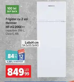 Carrefour Frigider cu 2 uși Heinner HF-H2206E++ Ofertă