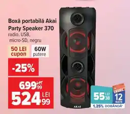 Carrefour Boxă portabilă Akai Party Speaker 370 Ofertă