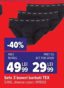Carrefour Setx 3 boxeri barbati TEX Ofertă