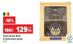 Carrefour Țuică prune Bran & două țoiuri goale Ofertă