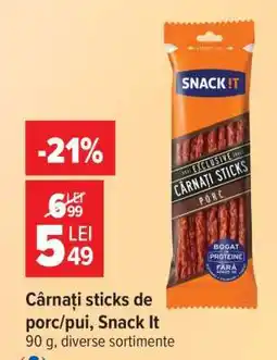 Carrefour Cârnați sticks de porc/pui, Snack It Ofertă