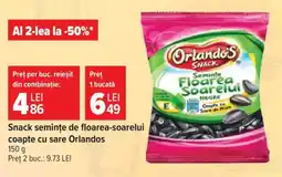 Carrefour Snack semințe de floarea-soarelui coapte cu sare Orlandos Ofertă