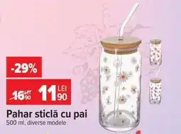 Carrefour Pahar sticlă cu pai Ofertă