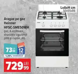 Carrefour Aragaz pe gaz Heinner HFSC-SME50WH Ofertă