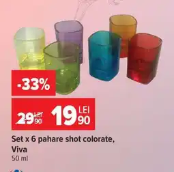 Carrefour Set x 6 pahare shot colorate, Viva Ofertă