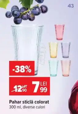 Carrefour Pahar sticlă colorat Ofertă
