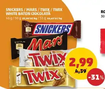 Penny SNICKERS / MARS / TWIX / TWIX WHITE BATON CIOCOLATĂ Ofertă