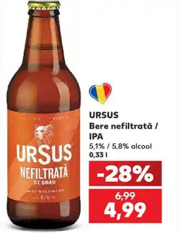 Kaufland URSUS Bere nefiltrată / IPA Ofertă