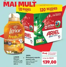Kaufland LENOR Balsam pentru rufe + ARIEL Detergent capsule pentru rufe Ofertă