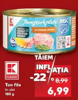Kaufland Ton file în ulei 185 g Ofertă