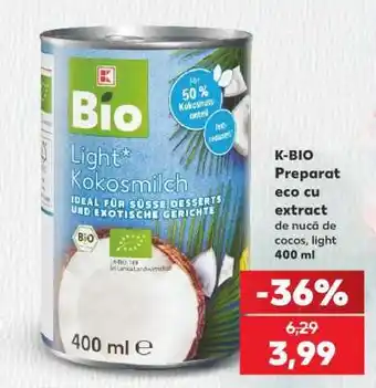Kaufland K-BIO Preparat eco cu extract de nucă de cocos, light 400 ml Ofertă