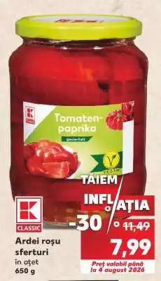 Kaufland Ardei roșu sferturi în oțet 650 g Ofertă