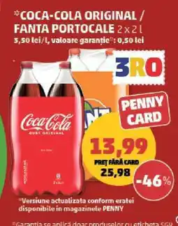 Penny COCA-COLA ORIGINAL/FANTA PORTOCALE 2 x 2L Ofertă