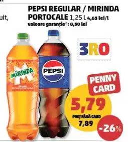 Penny PEPSI REGULAR / MIRINDA PORTOCALE 1,25 L Ofertă