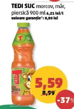 Penny TEDI SUC morcov, măr, piersică 900 ml Ofertă