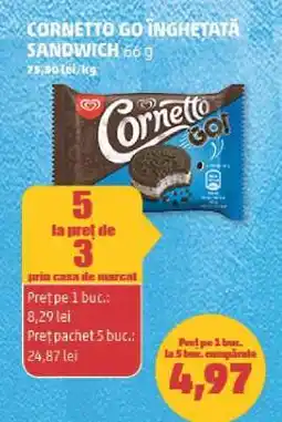 Penny CORNETTO GO ÎNGHEȚATĂ SANDWICH 66 g Ofertă