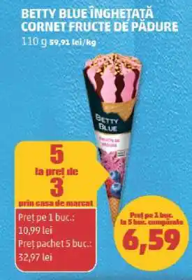 Penny BETTY BLUE ÎNGHEȚATĂ CORNET FRUCTE DE PĂDURE Ofertă
