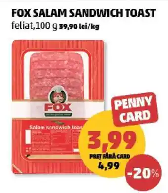 Penny FOX Salam sandwich toast Ofertă