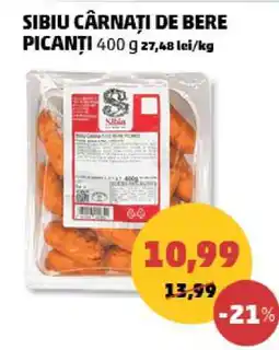 Penny SIBIU CÂRNAȚI DE BERE PICANȚI 400 g Ofertă