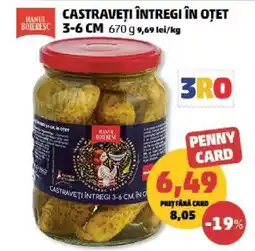 Penny Castraveți întregi în oțet 3-6 cm Ofertă