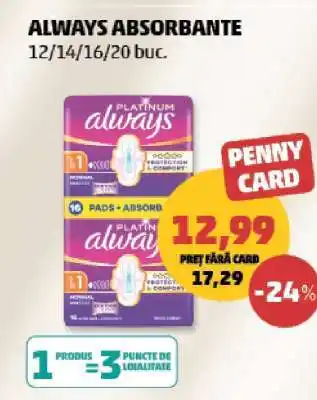 Penny Always Absorbante Ofertă