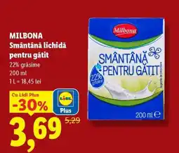 Lidl MILBONA Smântână lichidă pentru gătit Ofertă