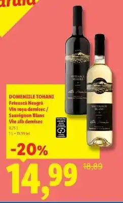 Lidl DOMENIILE TOHANI Fetească Neagră / Sauvignon Blanc Ofertă
