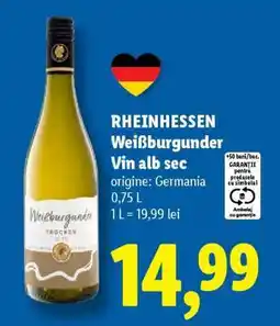 Lidl RHEINHESSEN Weißburgunder Ofertă
