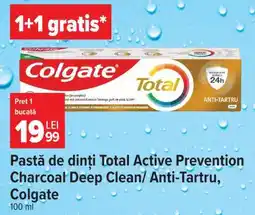 Carrefour Pastă de dinți Total Active Prevention Charcoal Deep Clean/Anti-Tartru, Colgate Ofertă