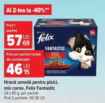 Hrană umedă pentru pisici, mix carne, Felix Fantastic