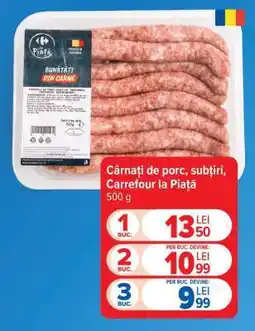 Carrefour Cârnați de porc, subțiri, Carrefour la Piață Ofertă