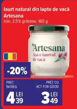 Carrefour Iaurt natural din lapte de vacă, Artesana Ofertă