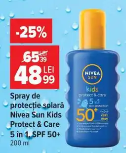 Carrefour Spray de protecție solară Nivea Sun Kids Protect & Care 5 in 1, SPF 50+ Ofertă