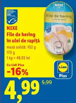 Lidl NIXE File de hering în ulei de rapițǎ Ofertă