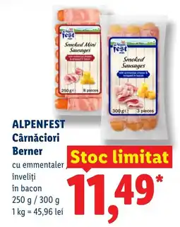 Lidl ALPENFEST Cârnăciori Berner Ofertă