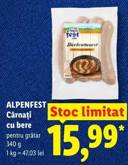Lidl ALPENFEST Cârnaţi cu bere Ofertă