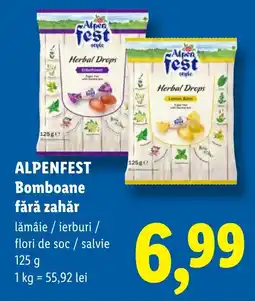 Lidl ALPENFEST Bomboane fără zahăr Ofertă