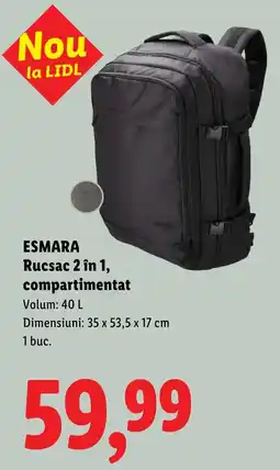 Lidl ESMARA Rucsac 2 în 1, compartimentat Ofertă