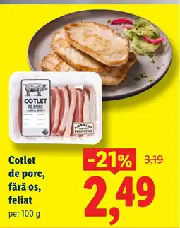 Lidl Cotlet de porc, fără os, feliat Ofertă