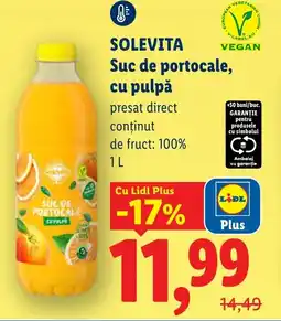 Lidl SOLEVITA Suc de portocale, cu pulpǎ Ofertă