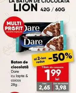 PROFI Baton de ciocolată Dare cu lapte & cocos 28g Ofertă